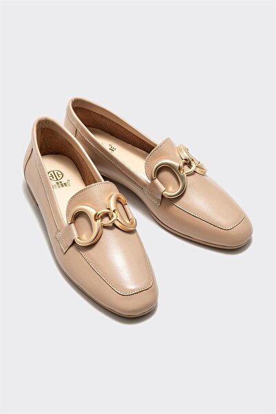 Elle Shoes Naturel Deri Kadın Loafer