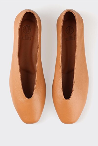 Elle Shoes Taba Deri Kadın Babet