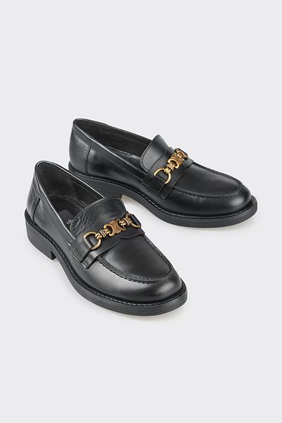 Elle Shoes Black Leather Women's Loafer