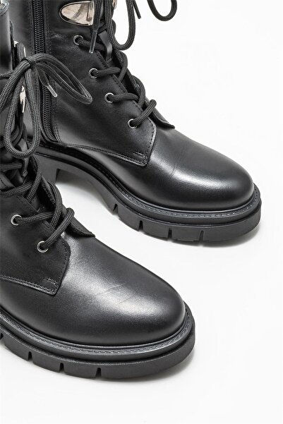 Elle Shoes Siyah Deri Kadın Günlük Bot
