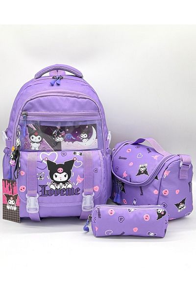 Çınka Bags Set de rucsac de școală pentru fete în stil coreean cu accesorii, nutriție termică și suport pentru creion