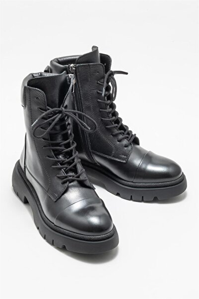 Elle Shoes Siyah Deri Kadın Günlük Bot