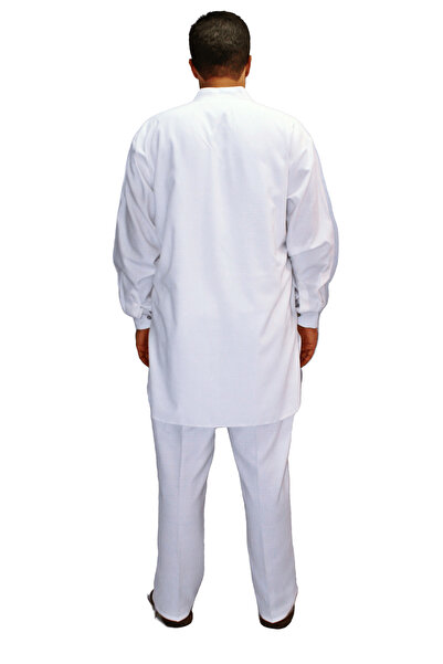 Beratnur Πολυτελές ανδρικό κοστούμι Μπεράτ για Χακάρι και Ούμρα, διπλό κοστούμι από βισκόζη, αφγανικό κοστούμι, λευκό