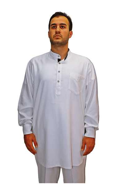 Beratnur Πολυτελές ανδρικό κοστούμι Μπεράτ για Χακάρι και Ούμρα, διπλό κοστούμι από βισκόζη, αφγανικό κοστούμι, λευκό