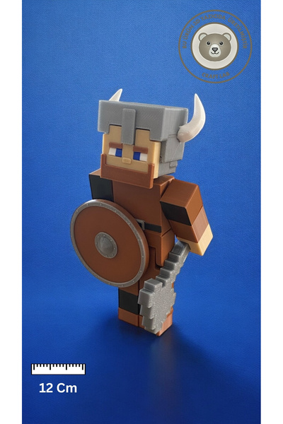 3D Ekspres Viking Savaşçı Figürü Oynar Eklemli Figür Kalkan, Kılıç Ve Balta A...