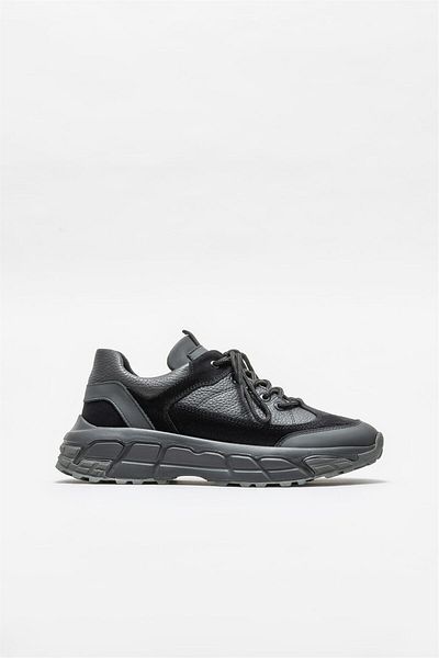 Elle Shoes Black Leather Men's Sports Shoes