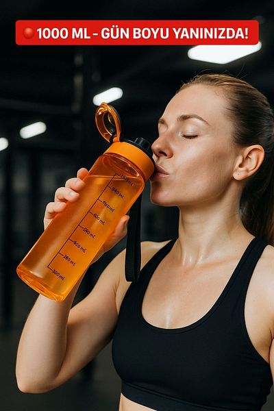 Open Home Concept 1 Liter - Leakproof Sippy Water Bottle Orange for School Workplace Gym