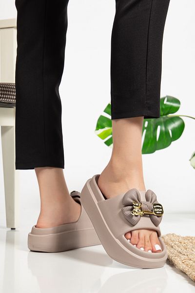 PLN SHOES Women's Luxury Daily Beach Sea Pool Slippers with Bow