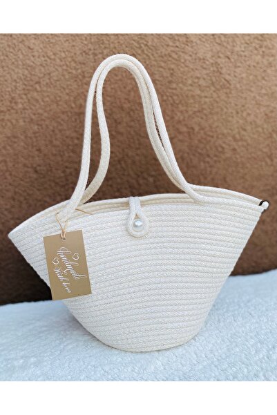 ELÇİÇEK HOME حقيبة القش، حقيبة الشاطئ، حقيبة اليد (حجم صغير)