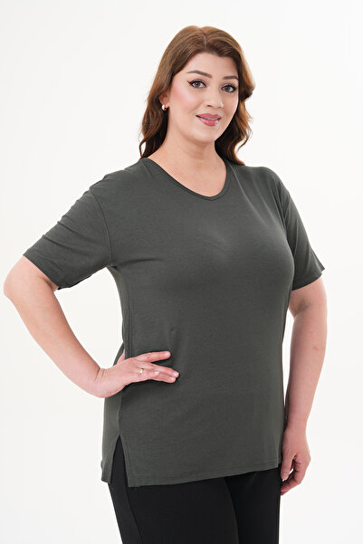 Butik Büyük beden yeni Sezon kısa kol geniş kalıp esnek rahat Viskon Anne Bluz