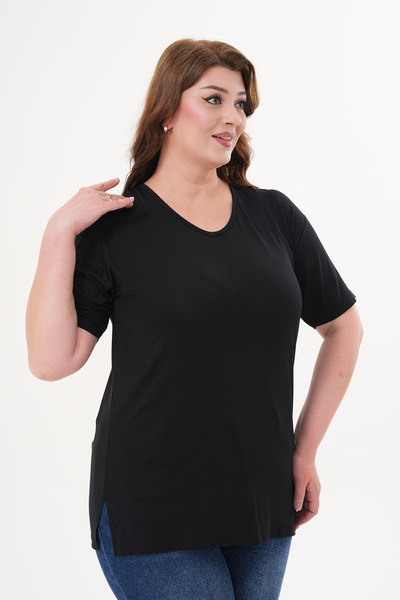 Butik Büyük beden yeni Sezon kısa kol geniş kalıp esnek rahat Viskon Anne Bluz