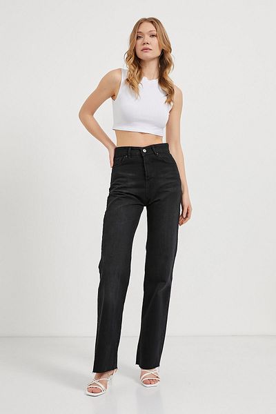 Arma Life Blugi de damă cu talie înaltă Pantaloni negri Palazzo Denim