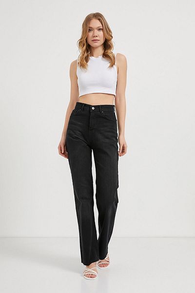 Arma Life Blugi de damă cu talie înaltă Pantaloni negri Palazzo Denim