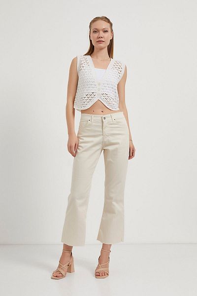 Arma Life Pantaloni ecru cu talie înaltă pentru femei