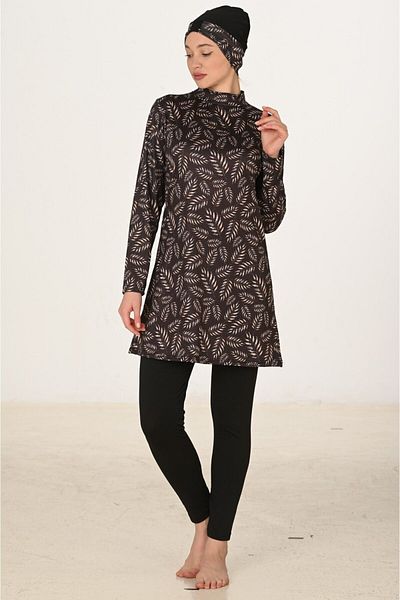 Fantasy Fully Covered Modest Swimwear – Leaf Print, Plus Size Options, Quick Dry & Stretchy Fabric
