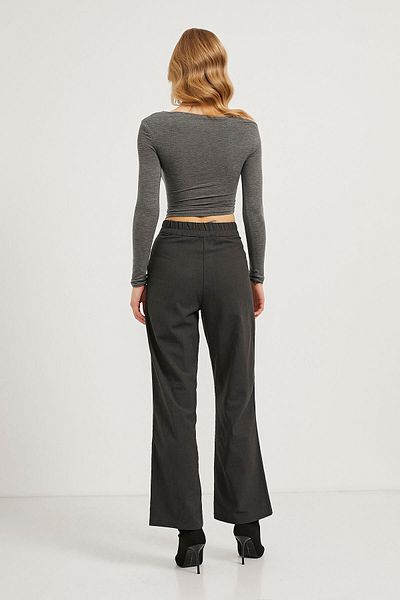 Arma Life Women's Loose Wide Leg Velcro Closure Anthracite Palazzo Trousers