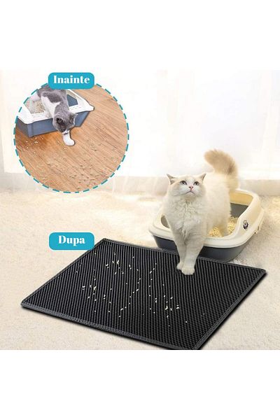 WELSMAR Cat Litter Mat, Litter Collection, 50 X 40 Cm, Black