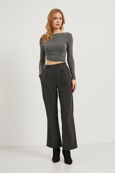 Arma Life Women's Loose Wide Leg Velcro Closure Anthracite Palazzo Trousers
