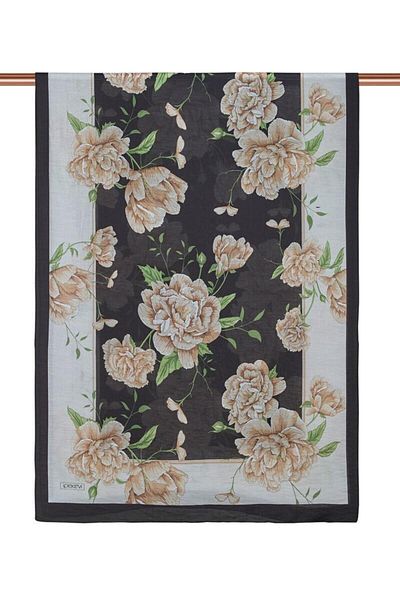 ipekevi Şal Tenselsoft Silkmill Peony 2882-Negru