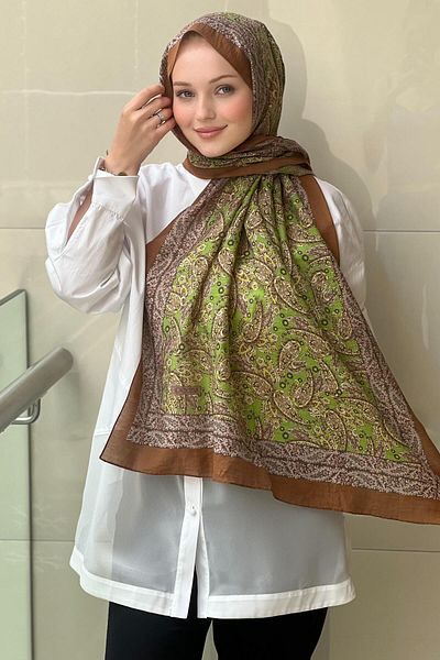 ipekevi İpekevi Side Stripe Shawl Pattern Four Seasons Shawl