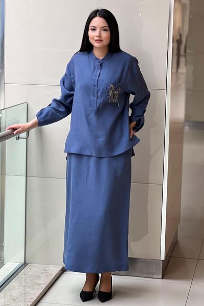 Nurcan Çetin Judge Collar Pocket Worked Tunic Skirt Suit