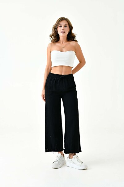 Butik بنطلون نسائي صيفي فضفاض من الموسلين مصنوع من القطن بنسبة 100% Mg001