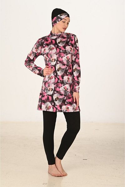 Fantasy Fully Covered Hijab Swimsuit – Floral Print, Quick Dry & Stretchy Fabric