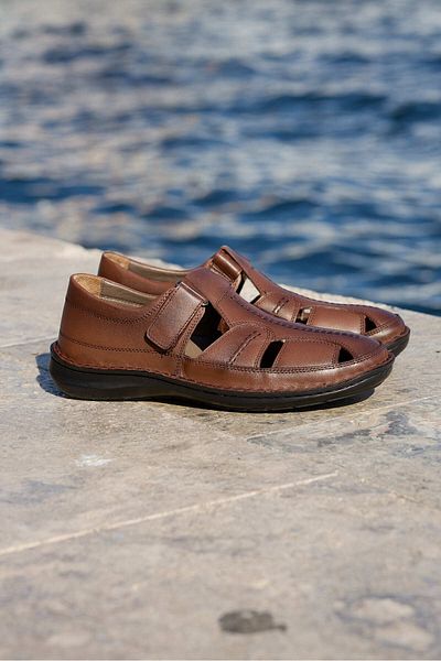 Vantaggio Ανδρικά σανδάλια Alfio Brown Orthopedic 100% γνήσιο δέρμα
