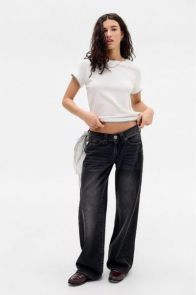 september island Low Waist Washed Black Jeans