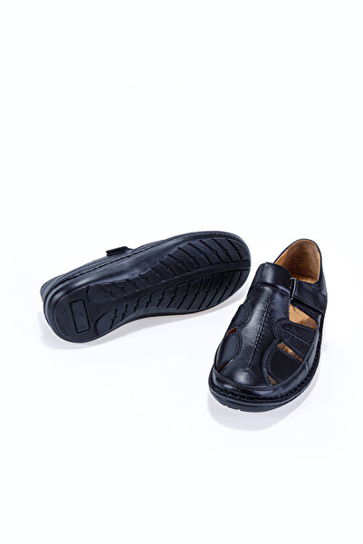 Vantaggio Alfio Black Orthopedic 100% Genuine Leather Men's Sandals