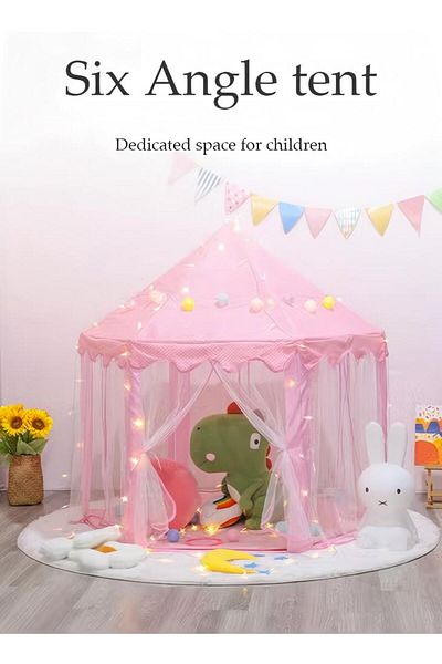 Generic Foldable Portable Stylish Unique Design Hexagonal Indoor Outdoor Princess Castle Play House Tent