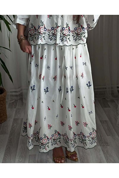 Lavanta Tekstil Embroidered Shirt Skirt Set