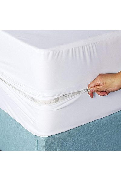 OEM Husă de saltea impermeabilă cu fermoar, dimensiune 160×200 cm, albă