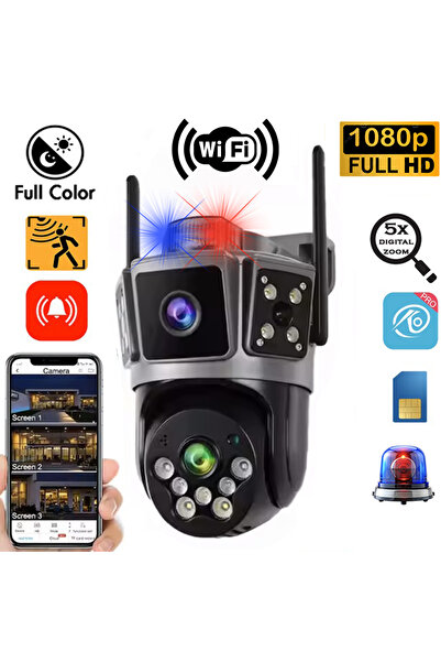 Venas Çift Kameralı 6MP Full HD Hareket Takipli Polis çakarlı Alarmlı Wifi Gü...