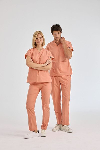 ÇİZGİ MEDİKAL Costum chirurgical Dr Greys Salmon Color Tericoton - țesătură fină (SUB-TOP)