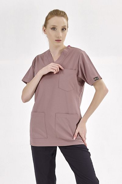 ÇİZGİ MEDİKAL Tricou cu un singur top din Lycra de lux Dusty Rose Silva (țesătură Lycra de lux de înaltă calitate)