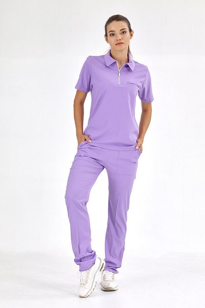 ÇİZGİ MEDİKAL Liliac Polo Luxury Lycra Suit Uniforma de înaltă calitate Lycra Scrubs