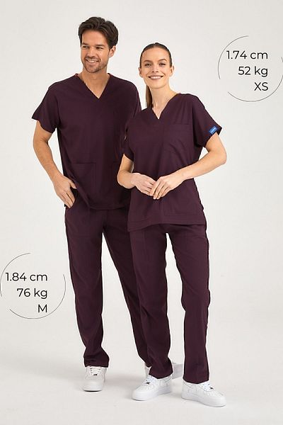 Pozitif Üniforma Tricou de asistentă din Lycra de prune. Costum de chirurgie pentru partea inferioară