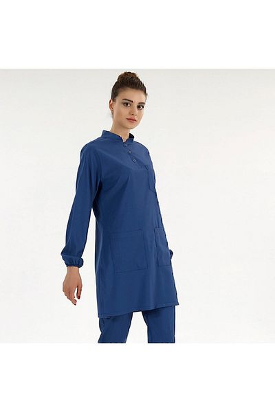 ÇİZGİ MEDİKAL Costum de lux Lycra Doctor Nurse Hijab Petrol Blue Judge Guler