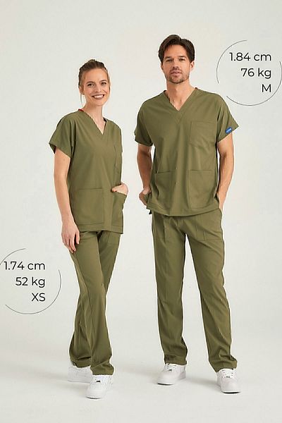 Pozitif Üniforma Khaki Lycra Nurse Jersey Bottom Top Surgical Team Scrubs Uniform Surgical Jersey