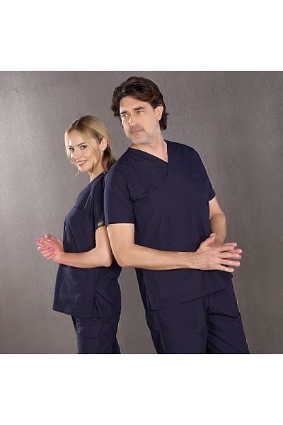 ÇİZGİ MEDİKAL Costum de chirurgie clasic bleumarin - Tricou pentru asistentă din țesătură subțire Tricou medical pentru medic