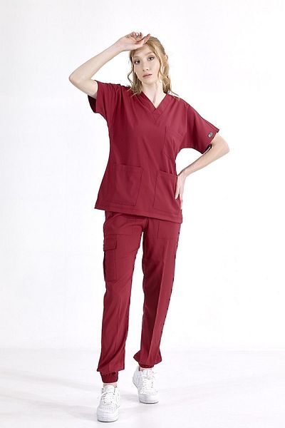 ÇİZGİ MEDİKAL Set de uniforme de lux Burgundy Jogger Leg Lycra
