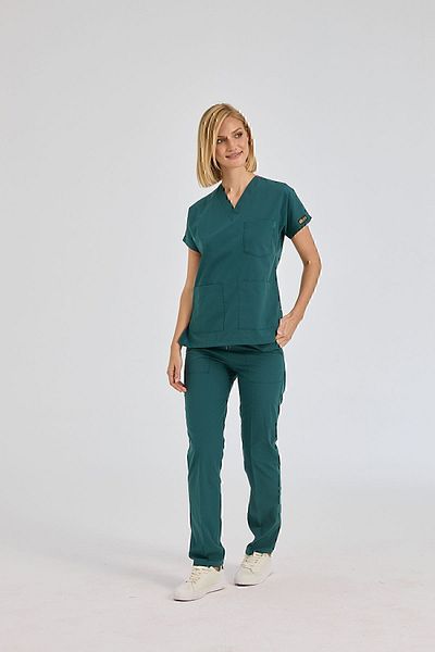 ÇİZGİ MEDİKAL Dr Greys Terikoton, verde petrol, tricou pentru asistentă medicală, costum de chirurgie medicală, țesătură subțire (SUB-TOP)