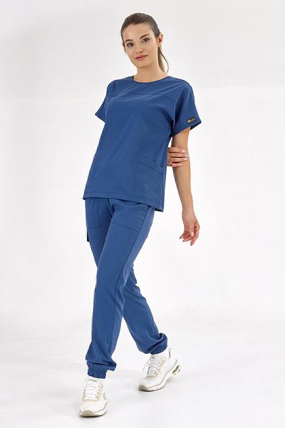 ÇİZGİ MEDİKAL Tricou pentru medic asistentă, albastru petrol, de bază, de lux, din lycra