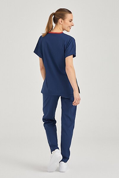 Pozitif Üniforma Petrol Mavisi Likralı Hemşire Forması Alt Üst Cerrahi Takım Scrubs Üniforma Cerrahi Forma