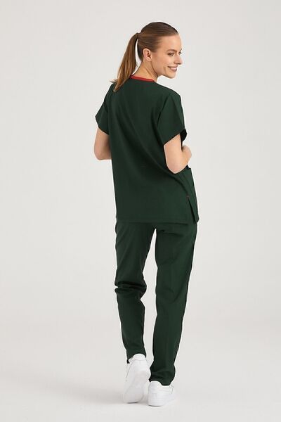 Pozitif Üniforma Hunter Green Lycra Nurse Jersey Bottom Top Surgical Team Scrubs Uniform Surgical Jersey
