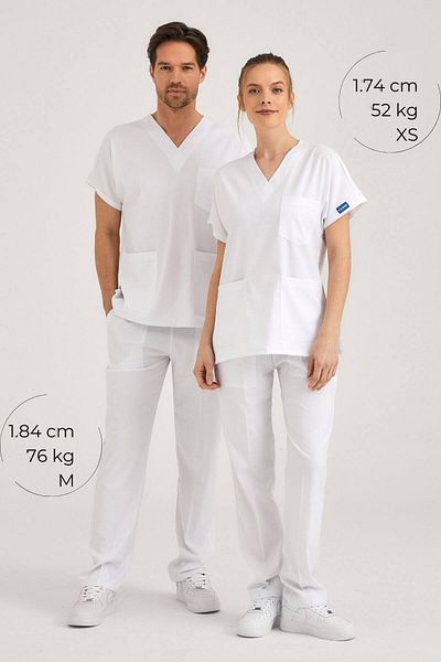 Pozitif Üniforma Tricou alb pentru asistentă din Lycra