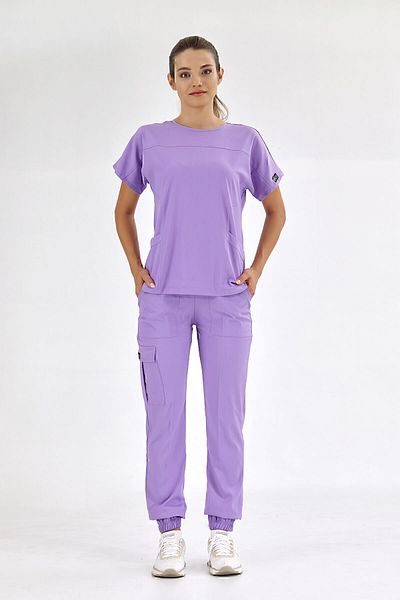 ÇİZGİ MEDİKAL Liliac de bază de lux Lycra Scrubs Team Doctor Nurse Jersey