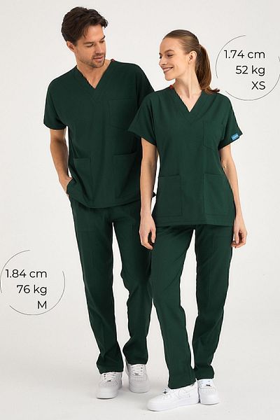 Pozitif Üniforma Hunter Green Lycra Nurse Jersey Κάτω Κορυφαίο Χειρουργικό Τρίψιμο Ομοιόμορφο Χειρουργικό Τζέρσεϊ