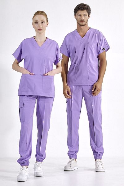 ÇİZGİ MEDİKAL Set uniformă pentru picioare de jogger liliac Lycra - Scrubs